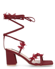 LOIS - sandali con tacco bordeaux con farfalline decorative