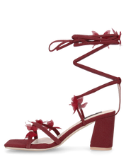 LOIS - sandali con tacco bordeaux con farfalline decorative