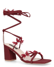 LOIS - sandali con tacco bordeaux con farfalline decorative