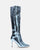 LOLY - stivale con tacco in coccodrillo blu metallico
