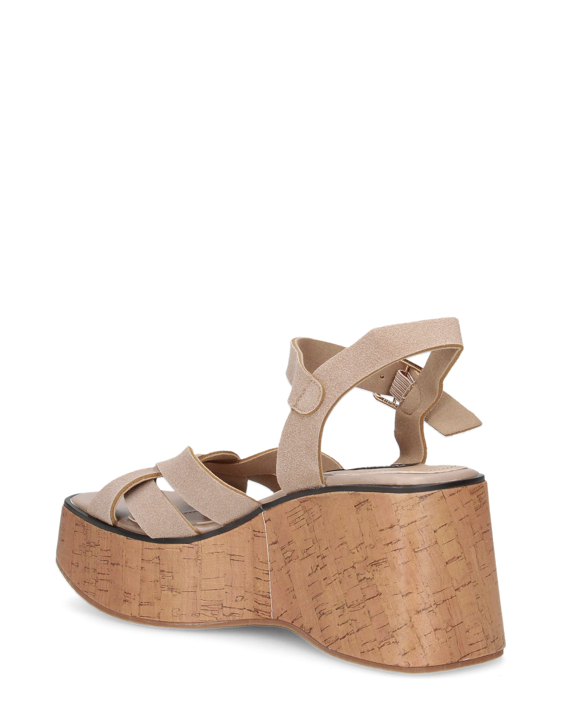 LUDO - zeppe con fasce khaki e platform effetto sughero