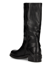 LYEN - stivali alti neri biker in ecopelle con zip e anello metallico