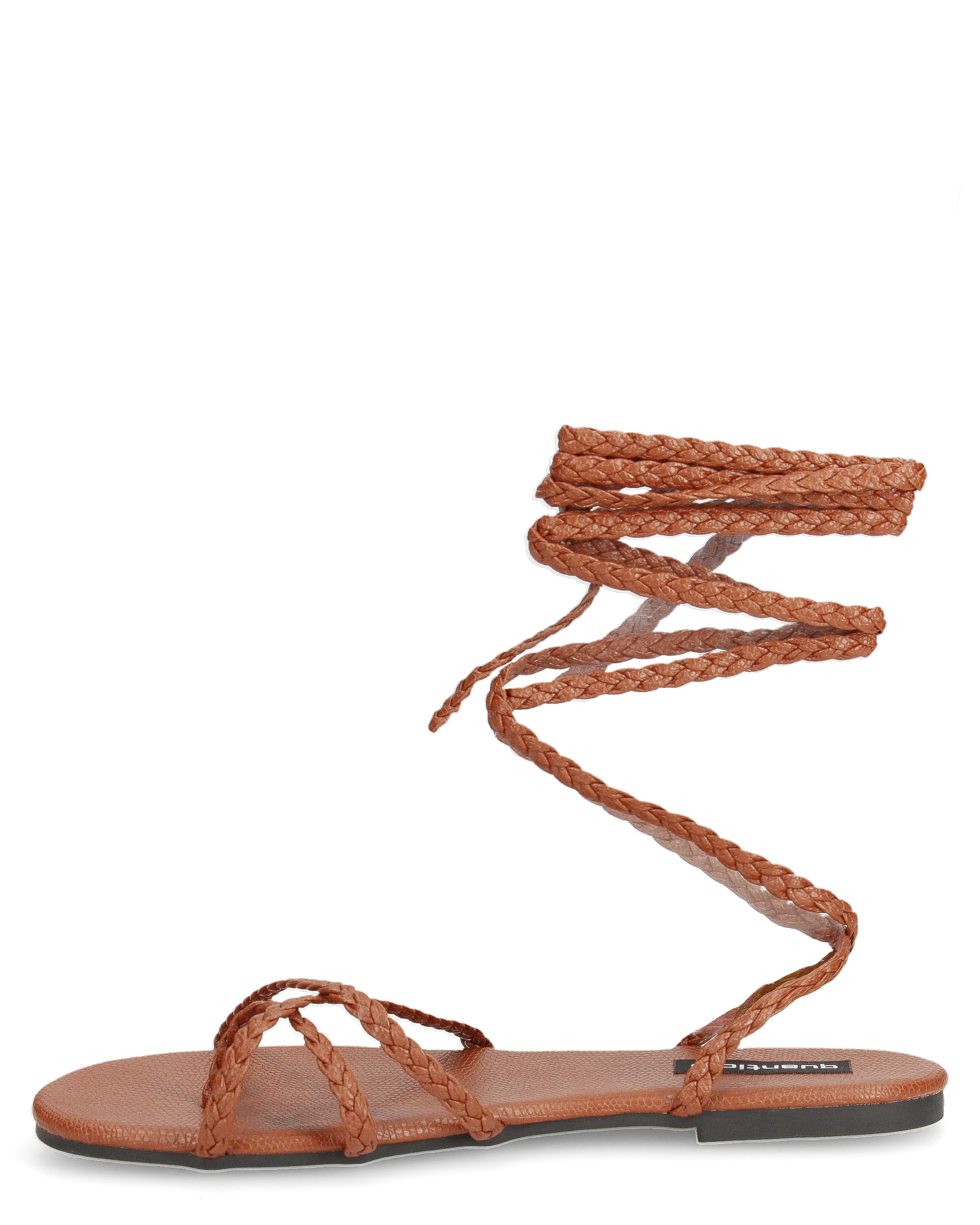 MAE - sandali flat marroni con lacci con trama intrecciata