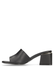 MARTHE - sandali neri con dettaglio dorato sopra il tacco squadrato