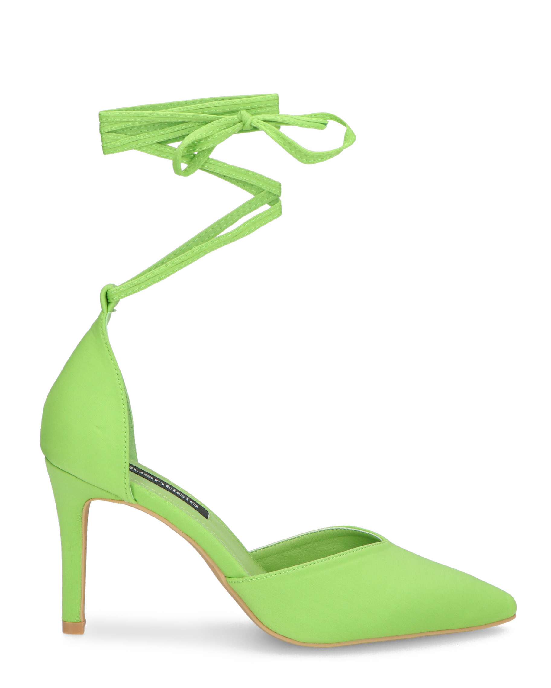MAURA - escarpins pointus à lacets lycra vert claire