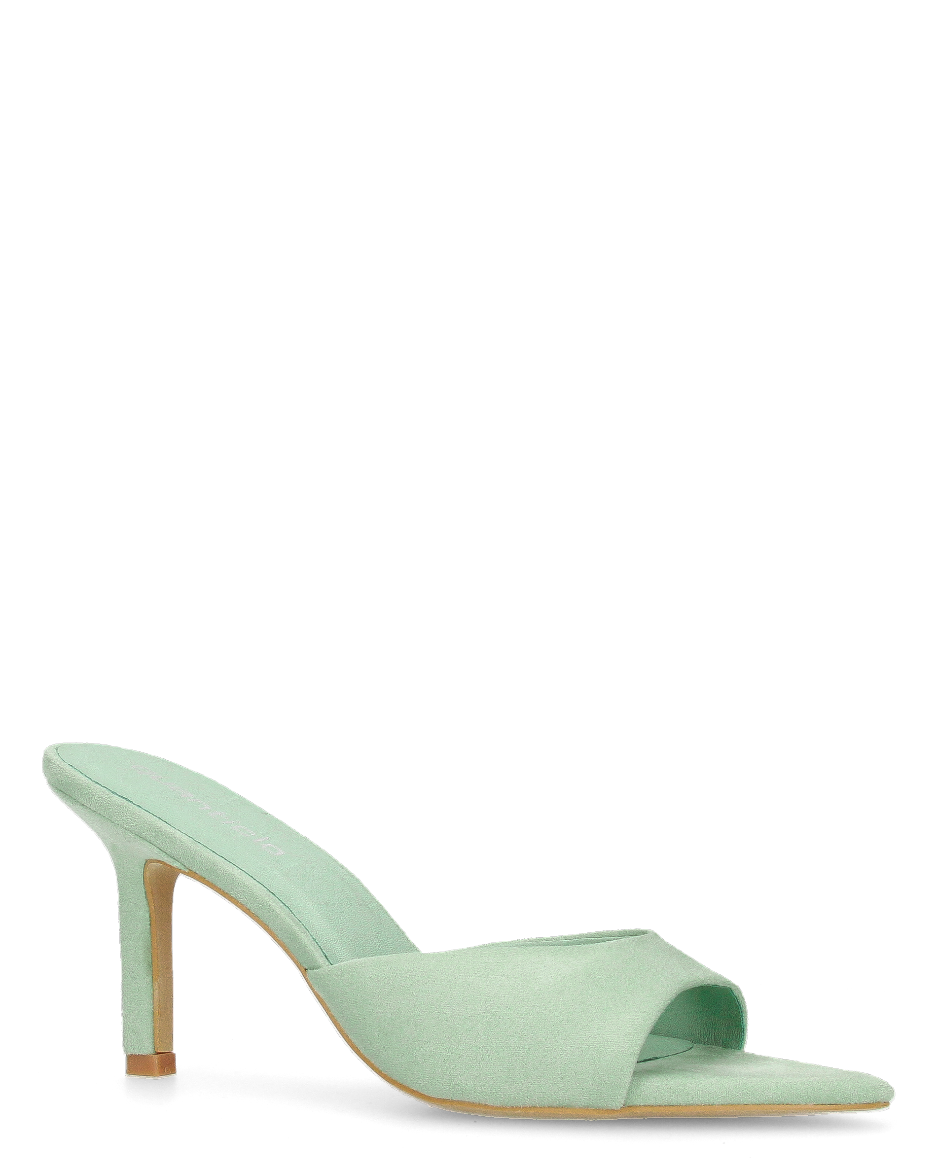 MIKI - sabot a punta in camoscio verde menta con tacco a stiletto