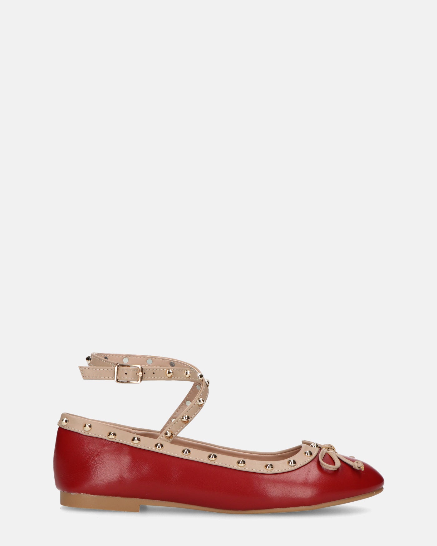 MAHIKA - ballerine bordeaux con borchie dorate