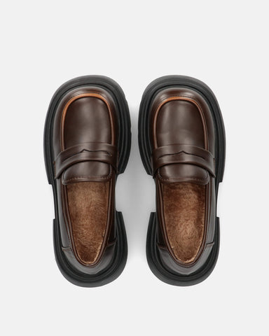 MARIKA - scarpe basse mocassini platform marrone