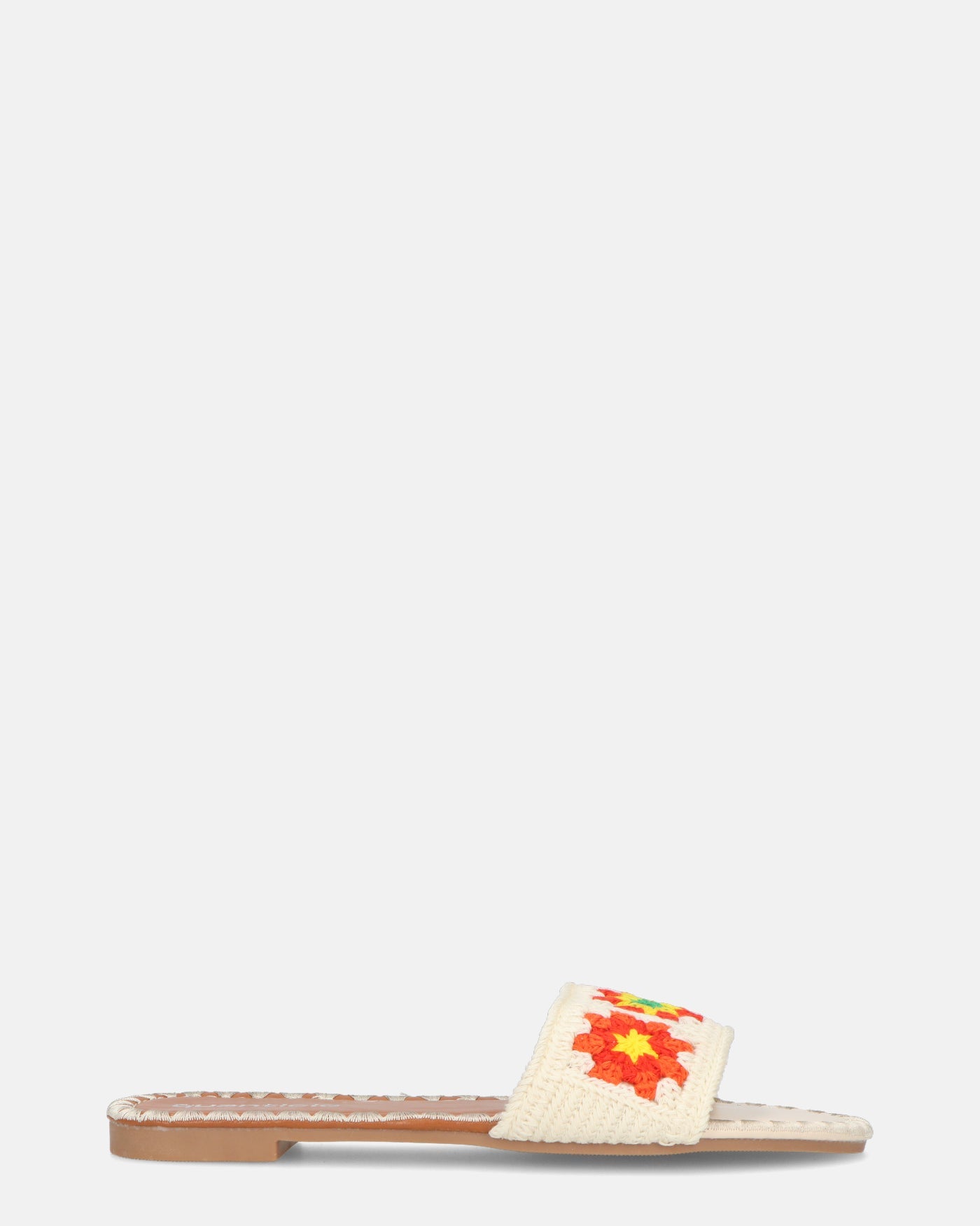 MARILIA - ciabattine beige chiaro con decorazioni ricamate e suola marrone