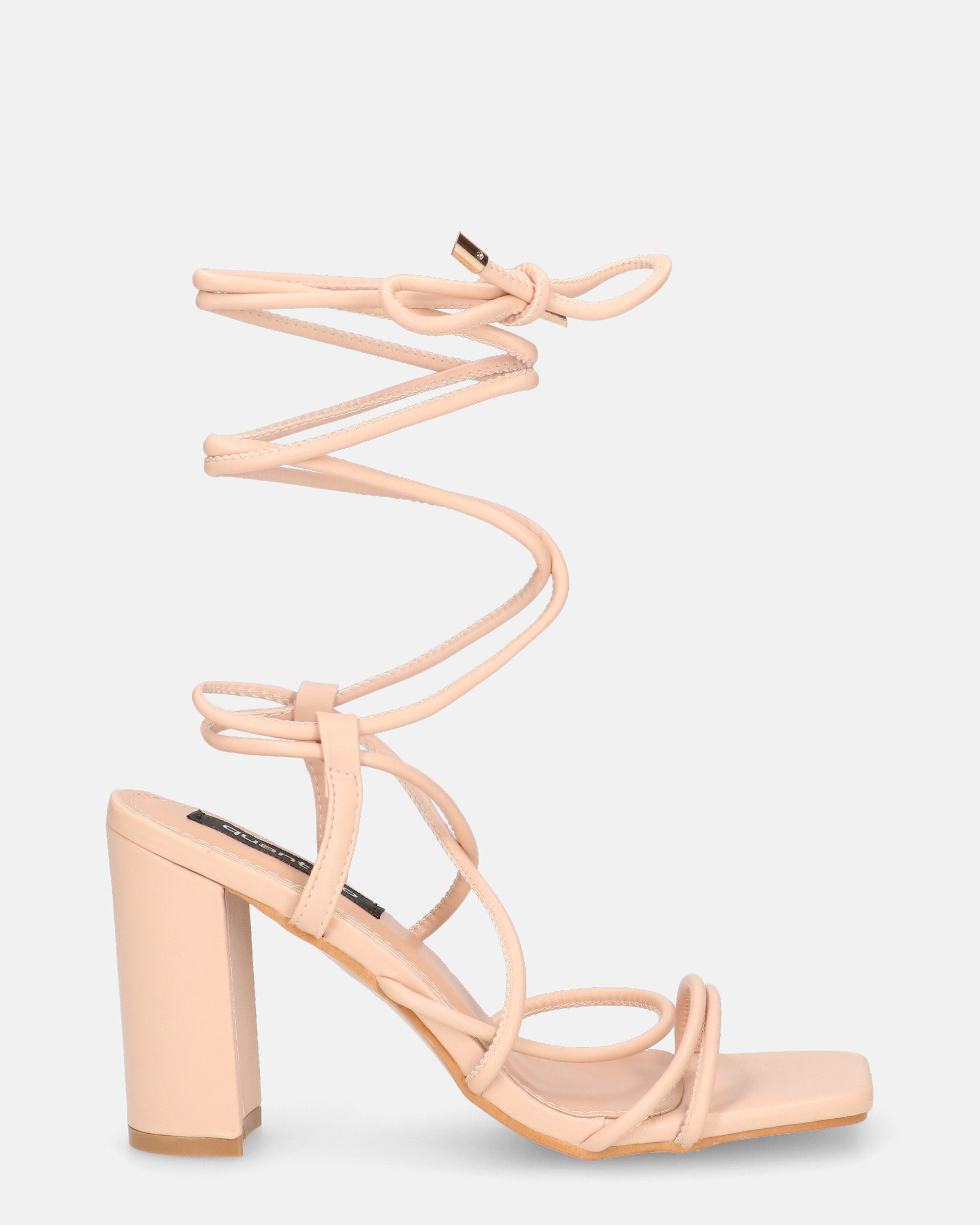 MARISOL - sandali con tacco beige con lacci