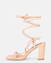 MARISOL - sandali con tacco beige con lacci