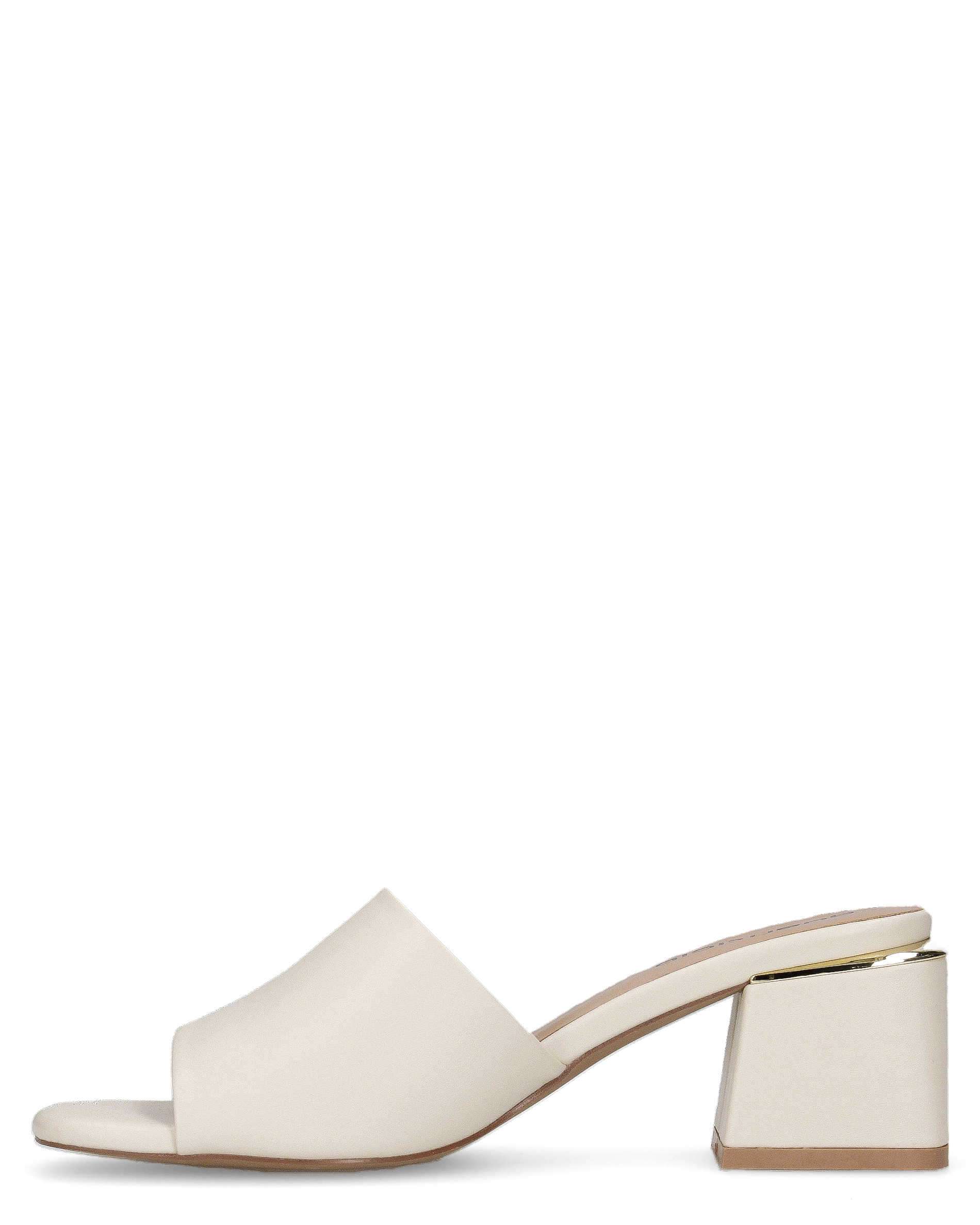 MARTHE - sandali beige con dettaglio dorato sopra il tacco squadrato