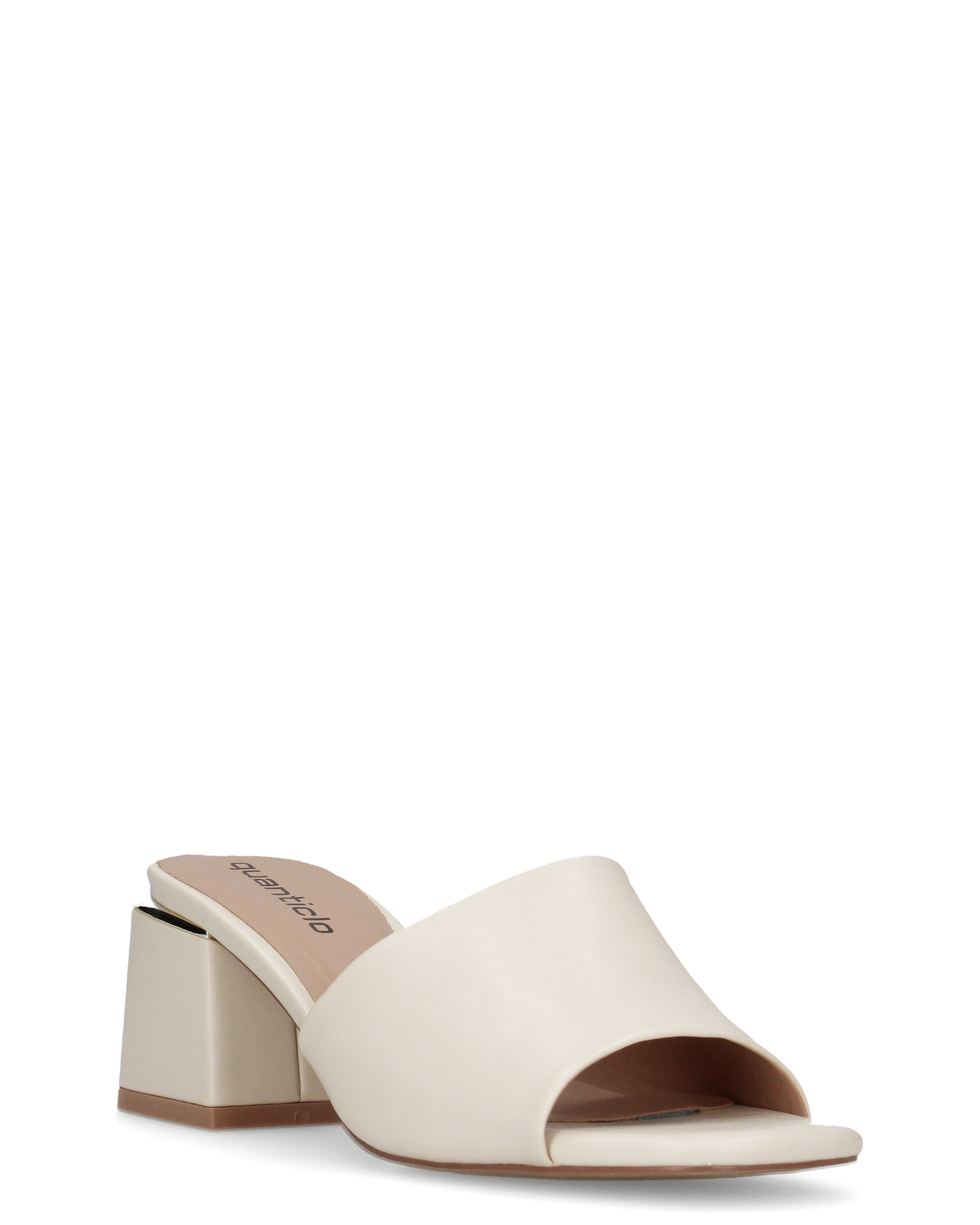 MARTHE - sandali beige con dettaglio dorato sopra il tacco squadrato