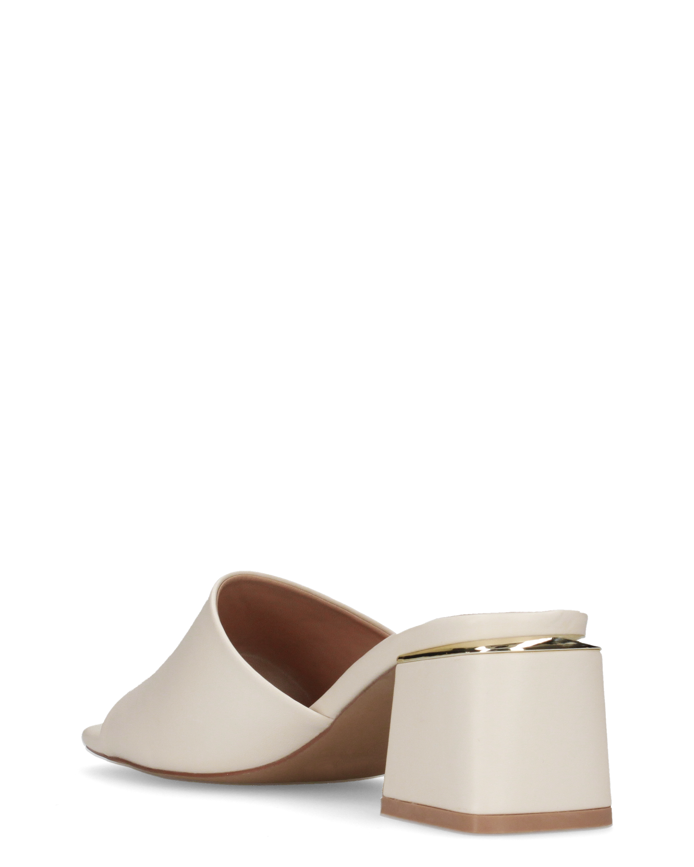 MARTHE - sandali beige con dettaglio dorato sopra il tacco squadrato