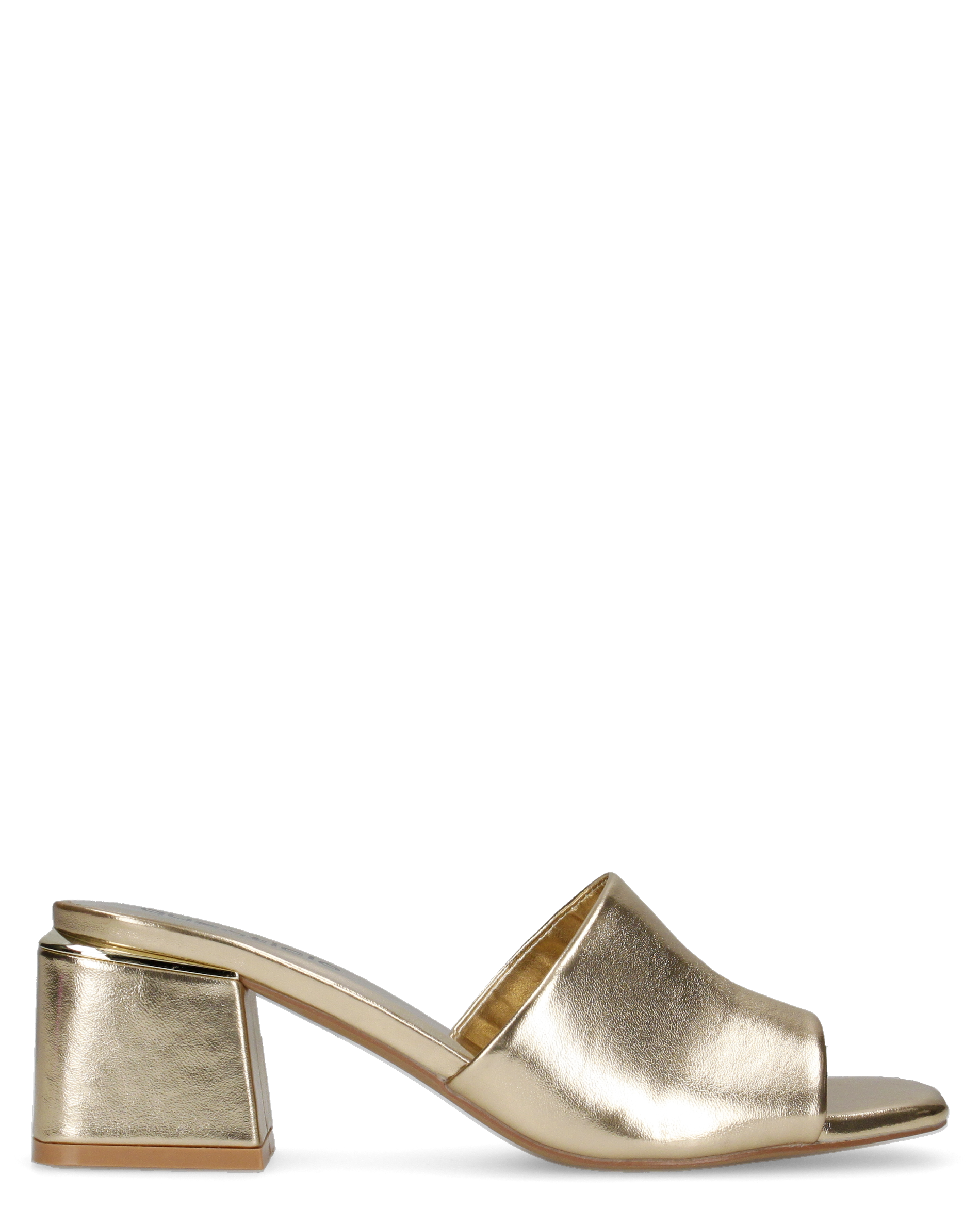 MARTHE - sandali dorati con dettaglio dorato sopra il tacco squadrato