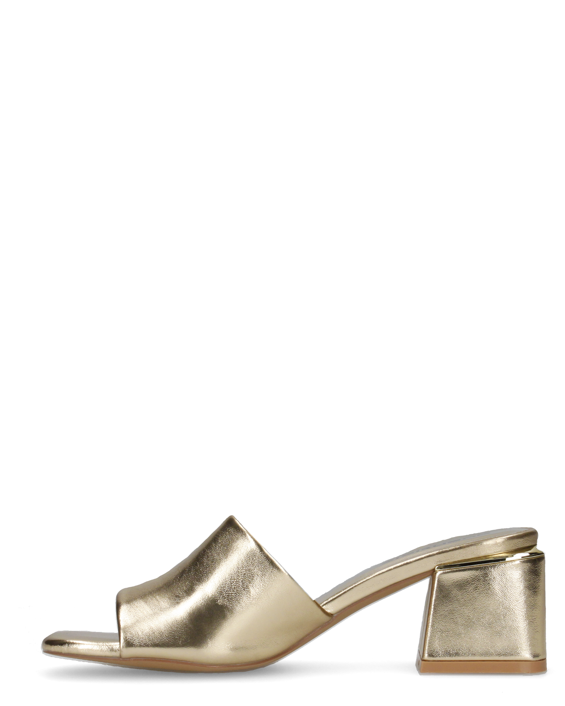MARTHE - sandali dorati con dettaglio dorato sopra il tacco squadrato