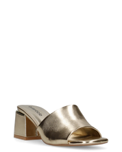 MARTHE - sandali dorati con dettaglio dorato sopra il tacco squadrato