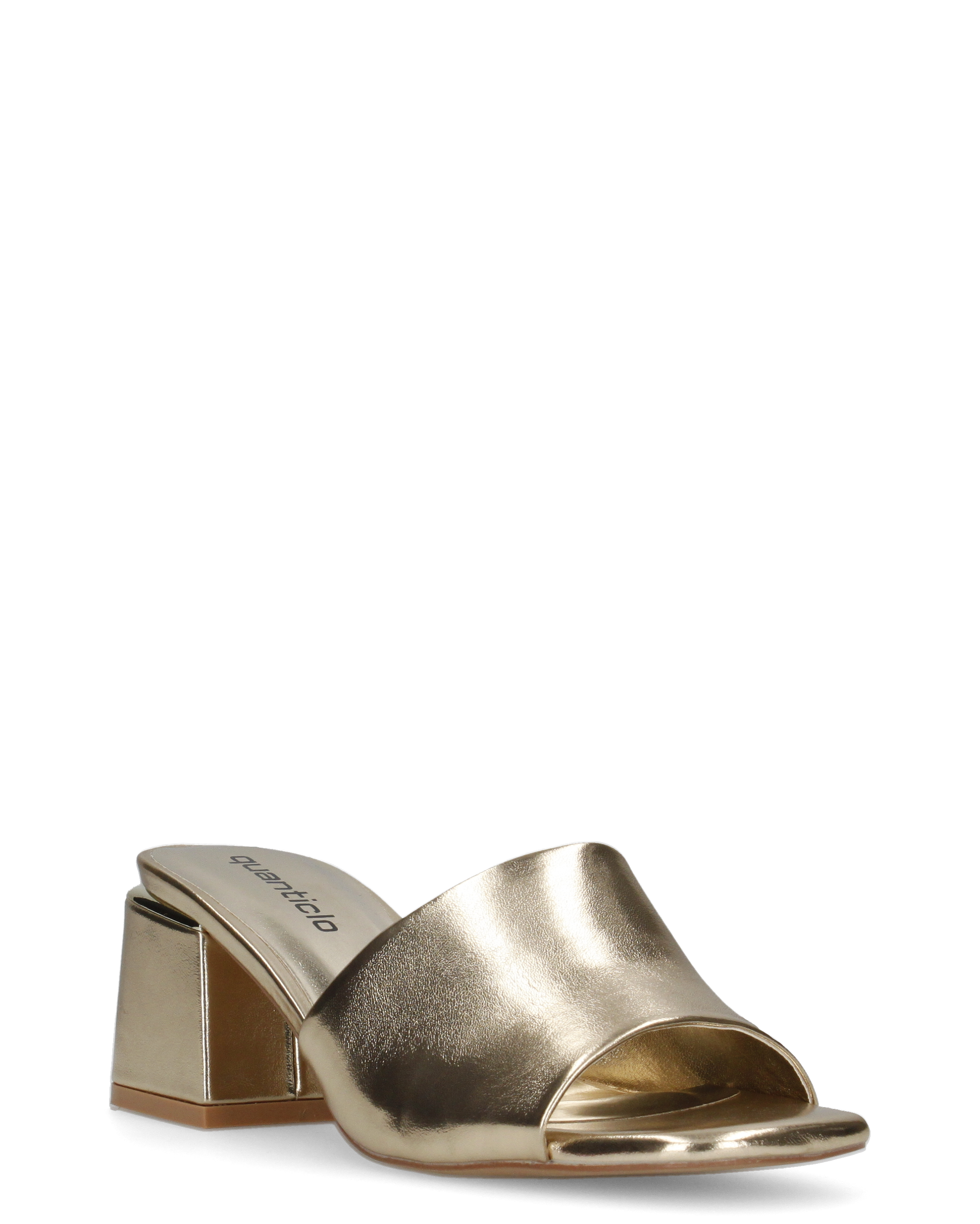 MARTHE - sandali dorati con dettaglio dorato sopra il tacco squadrato