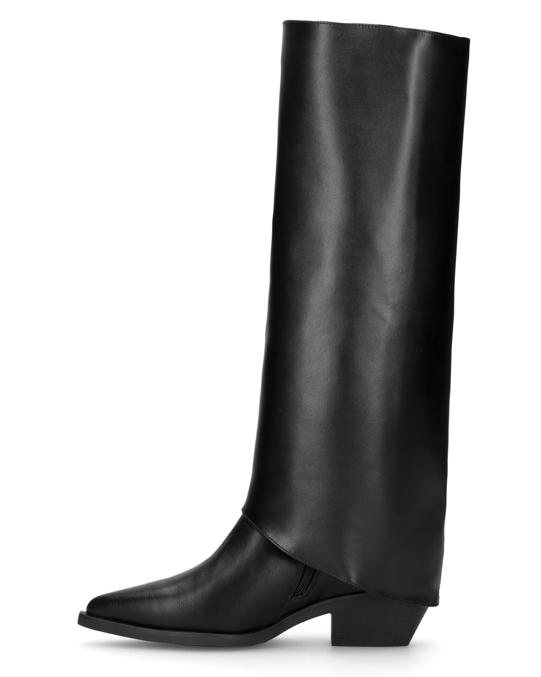 MARTINA - Stivale 2 in 1 in ecopelle nera: da stivale alto a stivaletto con un semplice gesto