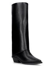 MARTINA - Stivale 2 in 1 in ecopelle nera: da stivale alto a stivaletto con un semplice gesto