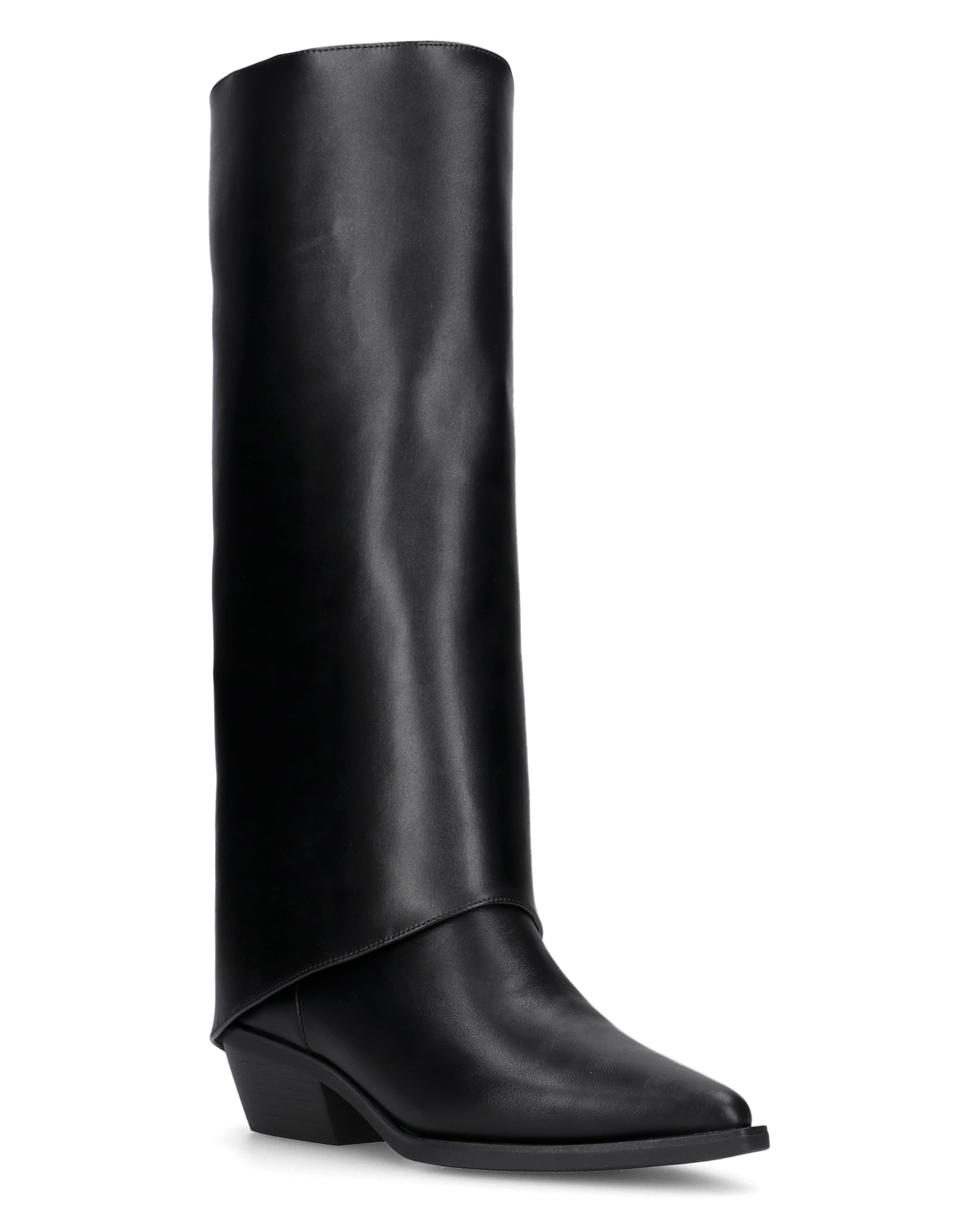 MARTINA - Stivale 2 in 1 in ecopelle nera: da stivale alto a stivaletto con un semplice gesto