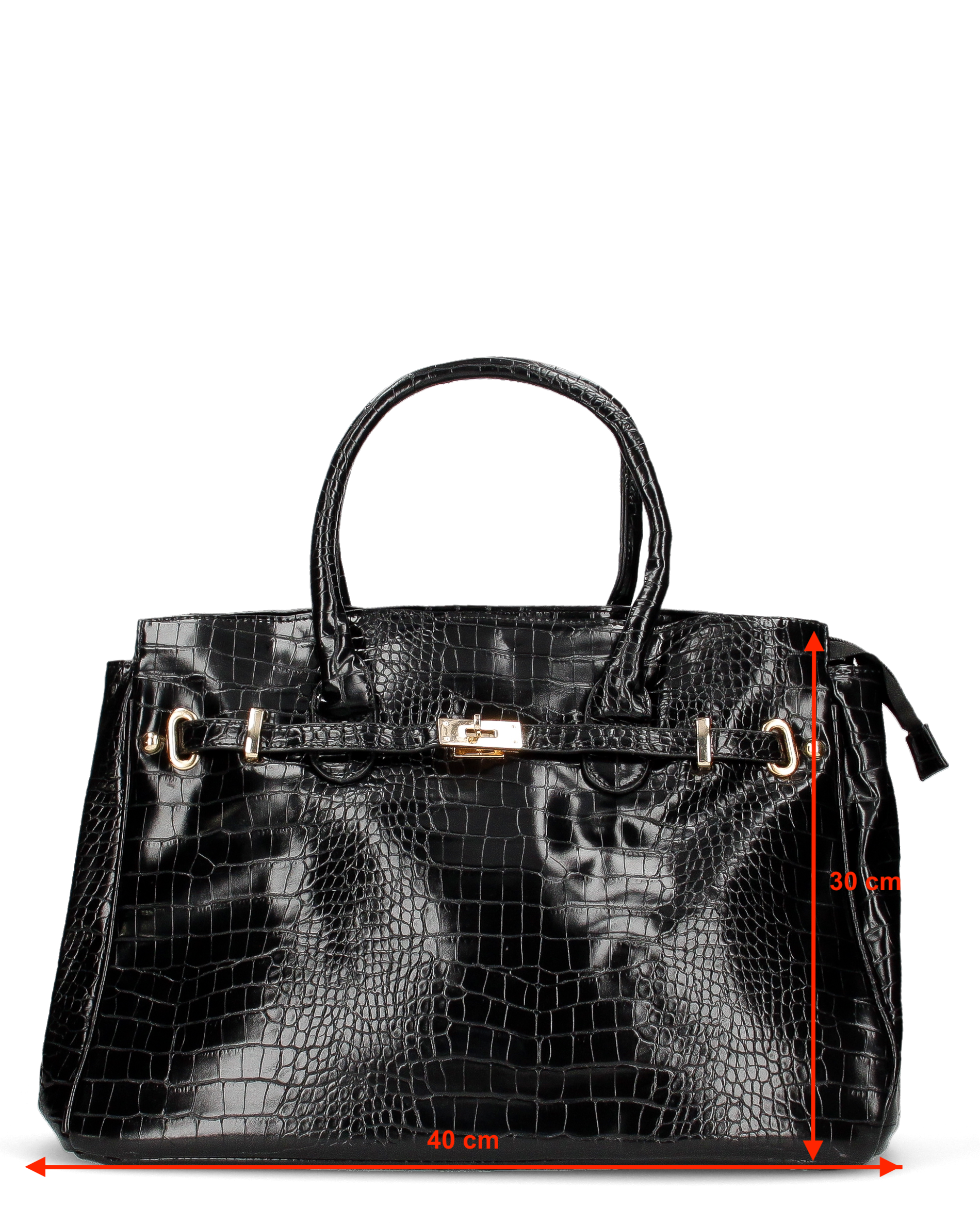 MARY - borsa grande nera con trama coccodrillo e tracolla aggiuntiva