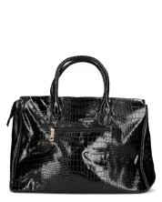 MARY - borsa grande nera con trama coccodrillo e tracolla aggiuntiva