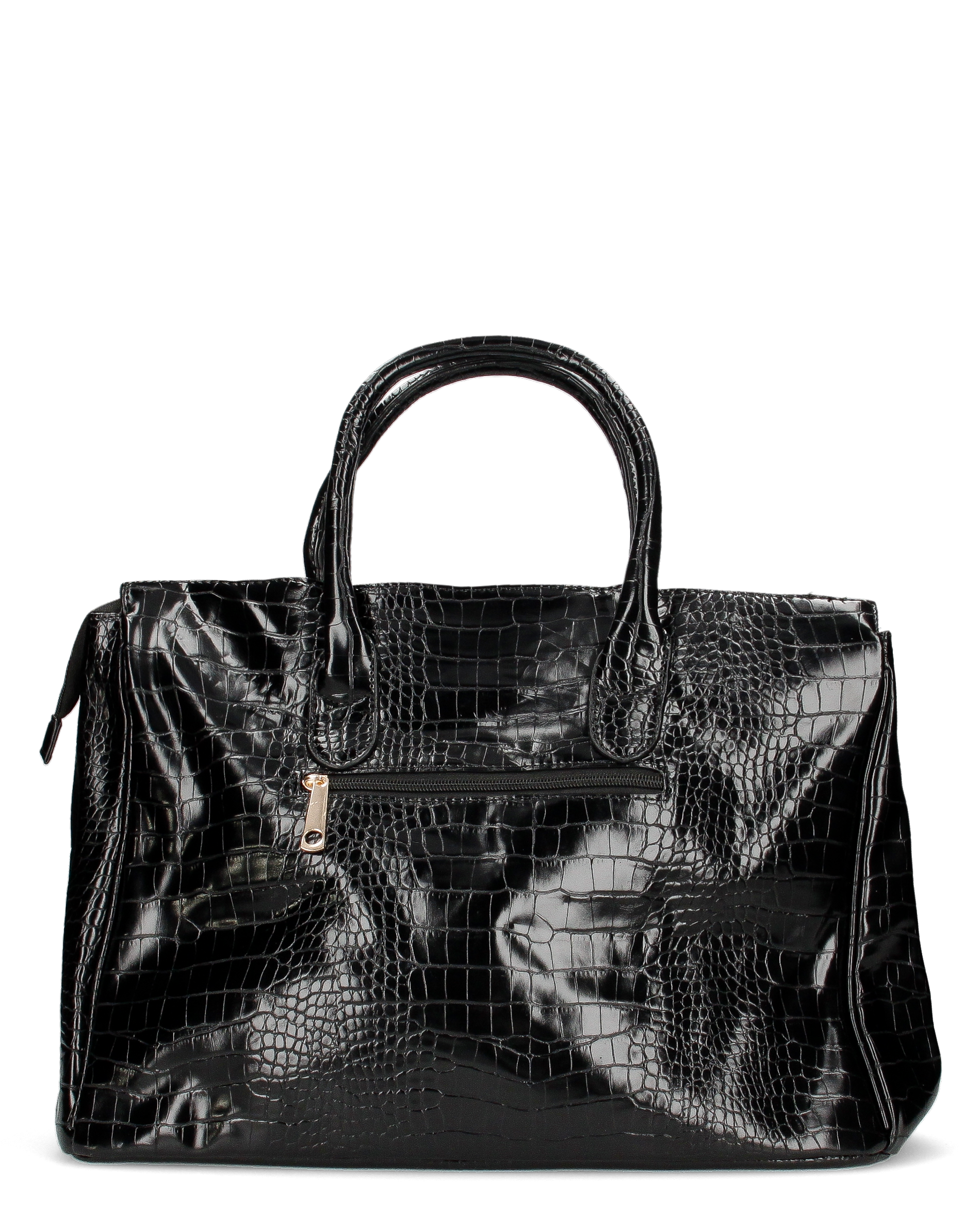 MARY - borsa grande nera con trama coccodrillo e tracolla aggiuntiva