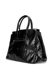 MARY - borsa grande nera con trama coccodrillo e tracolla aggiuntiva