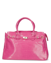 MARY - borsa grande fucsia con trama coccodrillo e tracolla aggiuntiva