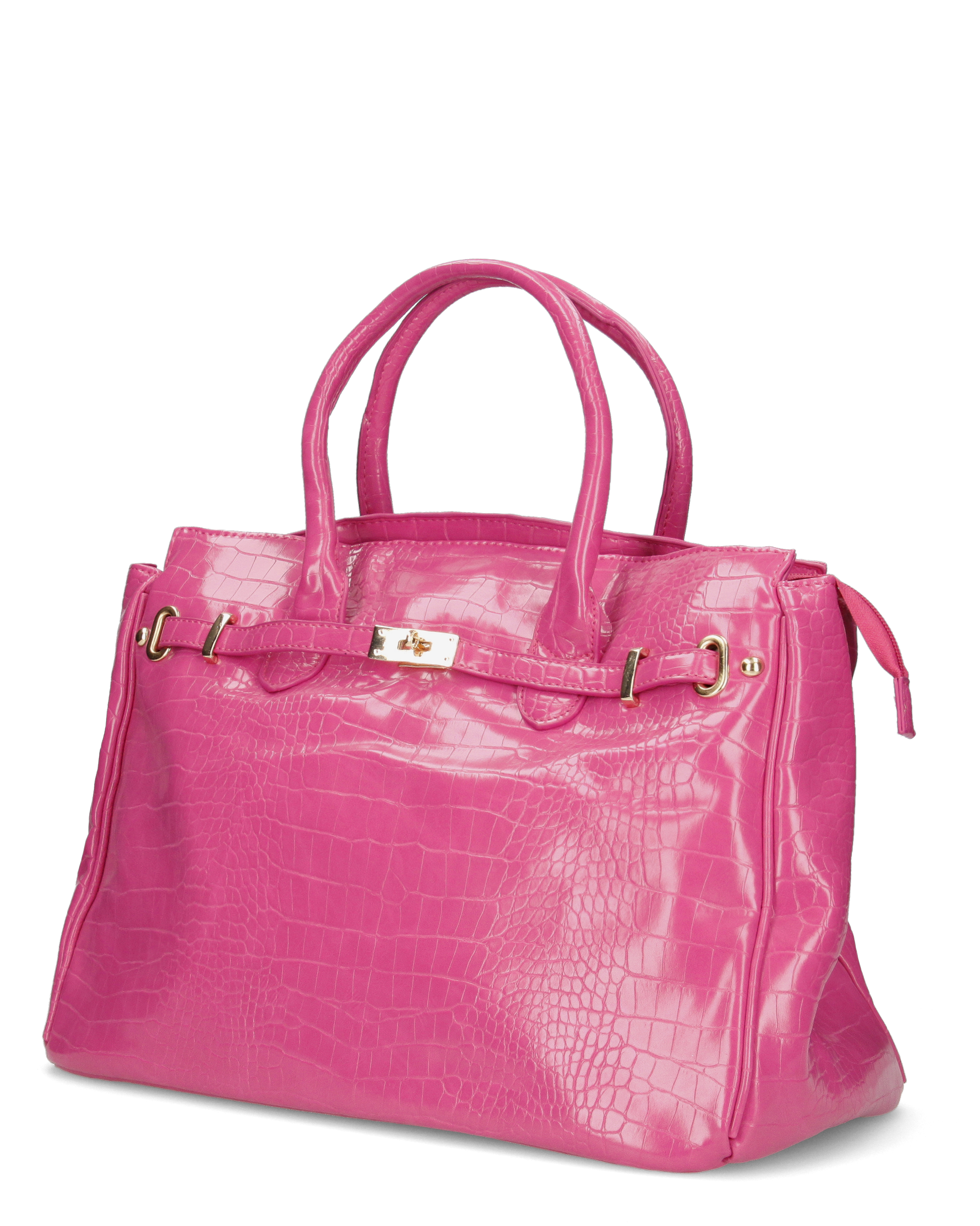 MARY - borsa grande fucsia con trama coccodrillo e tracolla aggiuntiva