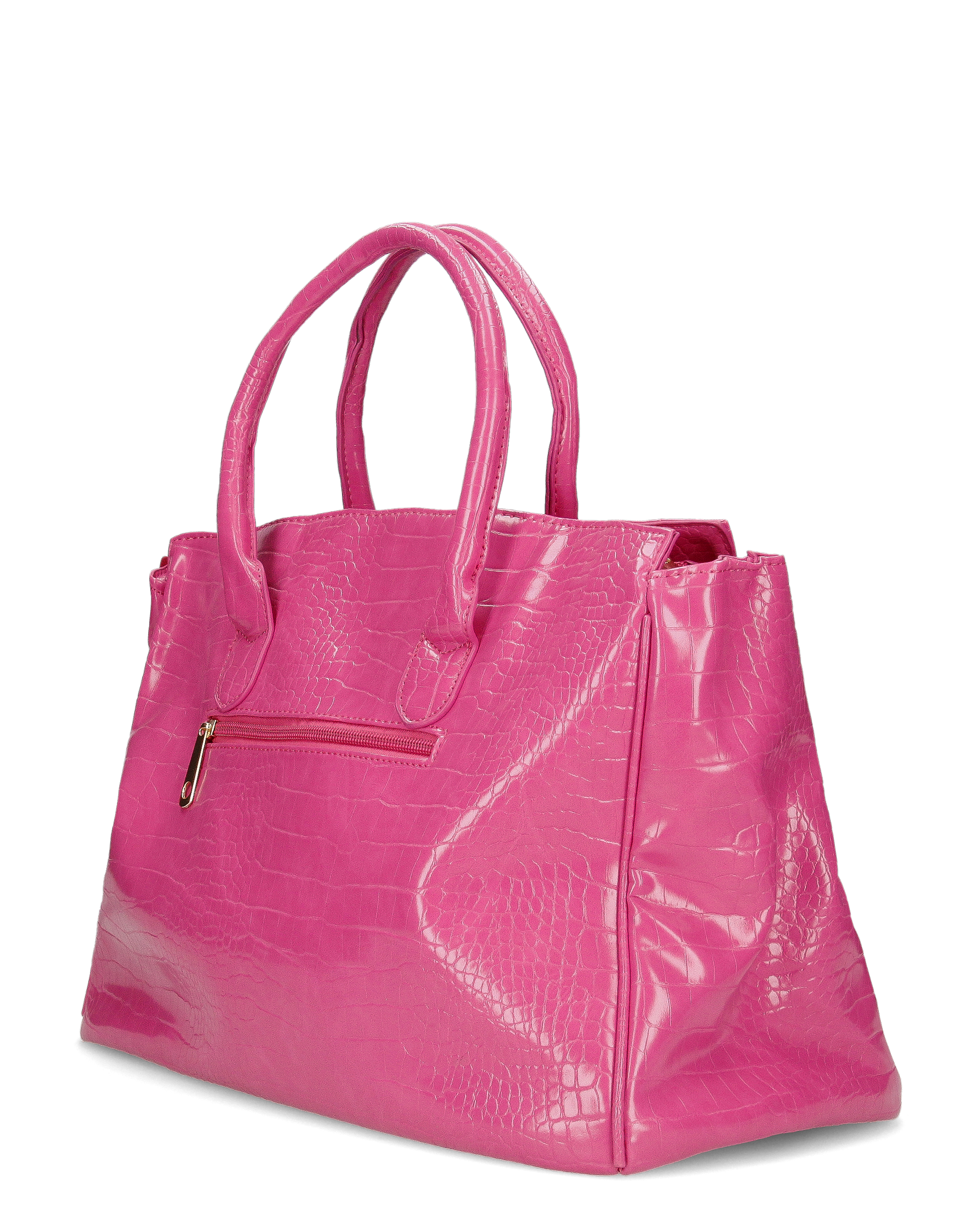 MARY - borsa grande fucsia con trama coccodrillo e tracolla aggiuntiva