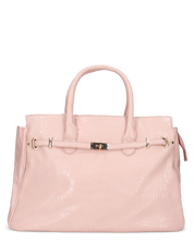 MARY - borsa grande rosa con trama coccodrillo e tracolla aggiuntiva