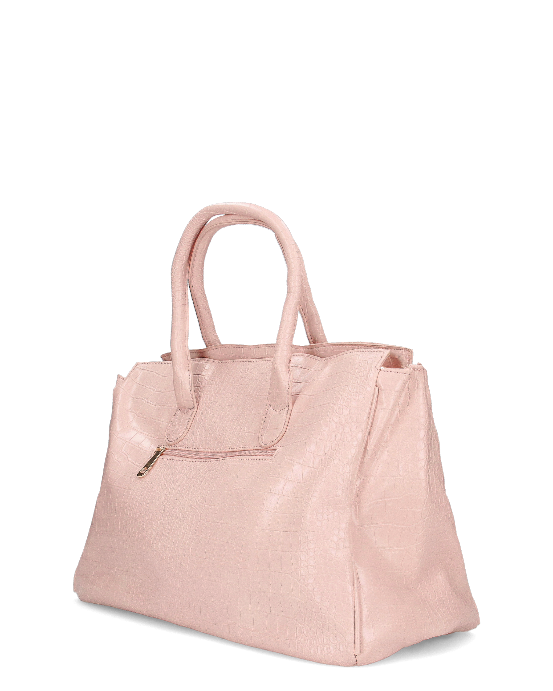 MARY - borsa grande rosa con trama coccodrillo e tracolla aggiuntiva