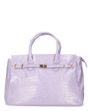 MARY - borsa grande violetta con trama coccodrillo e tracolla aggiuntiva