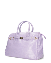 MARY - borsa grande violetta con trama coccodrillo e tracolla aggiuntiva