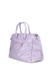 MARY - borsa grande violetta con trama coccodrillo e tracolla aggiuntiva