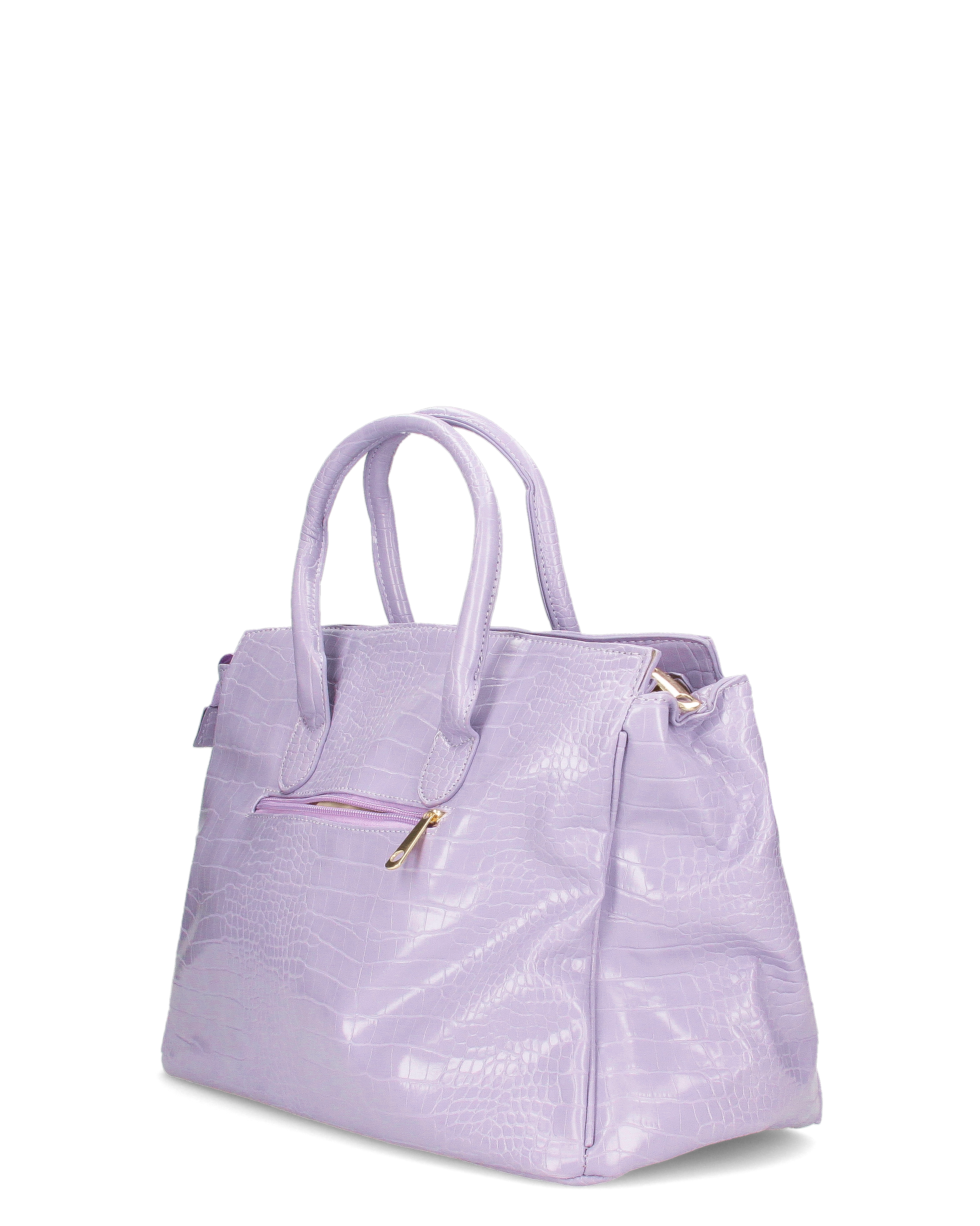 MARY - borsa grande violetta con trama coccodrillo e tracolla aggiuntiva