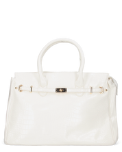 MARY - borsa grande bianca con trama coccodrillo e tracolla aggiuntiva