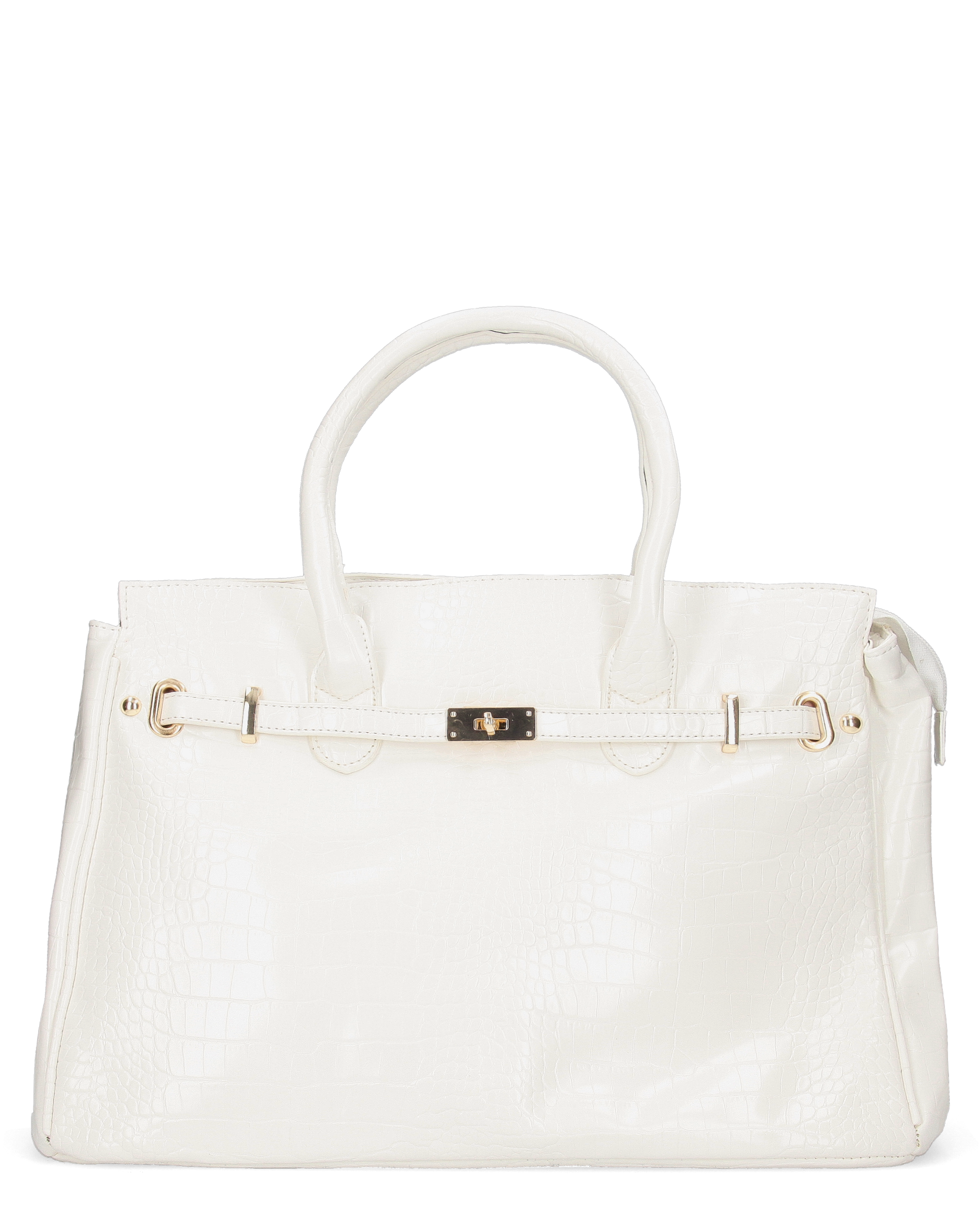 MARY - borsa grande bianca con trama coccodrillo e tracolla aggiuntiva