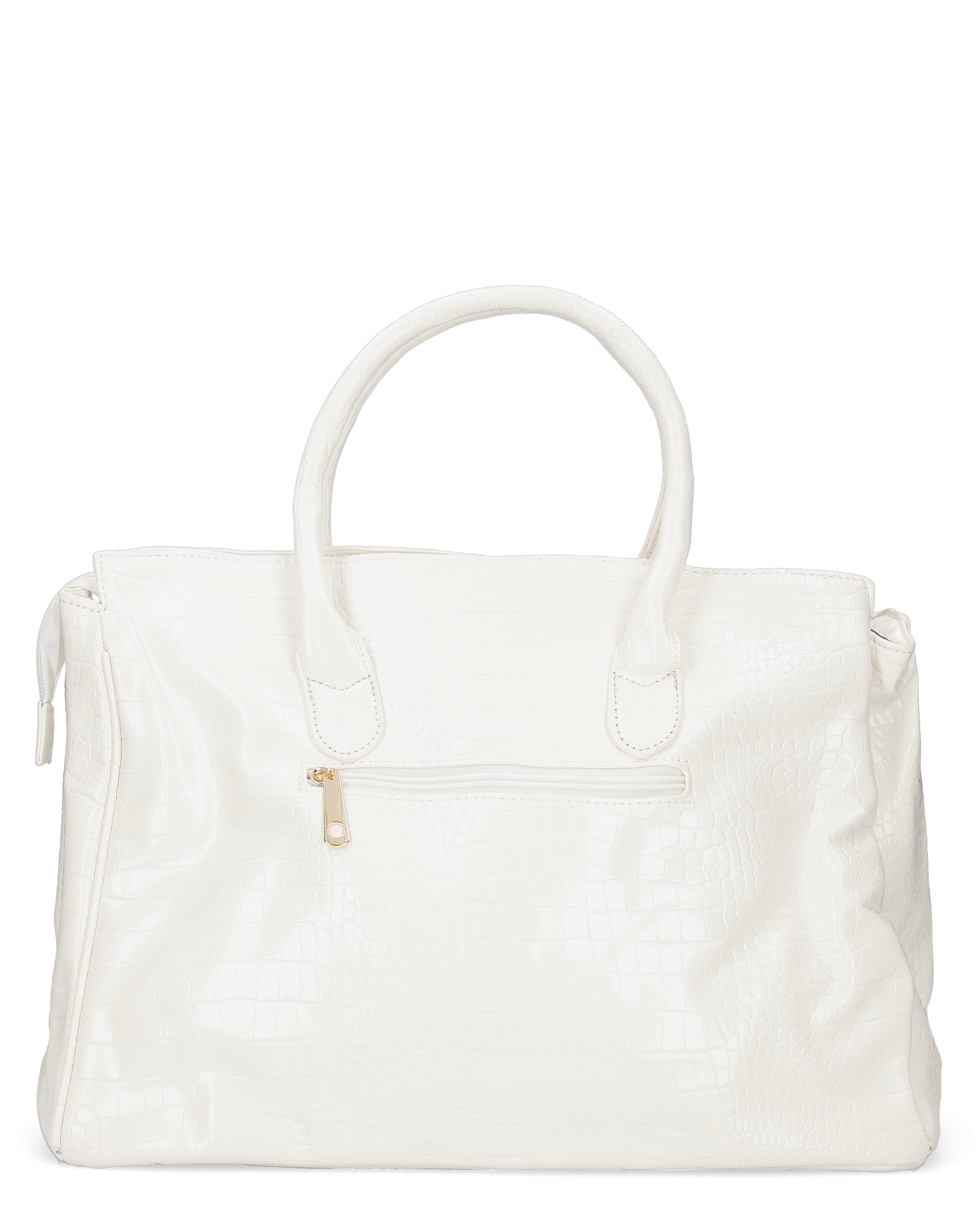 MARY - borsa grande bianca con trama coccodrillo e tracolla aggiuntiva