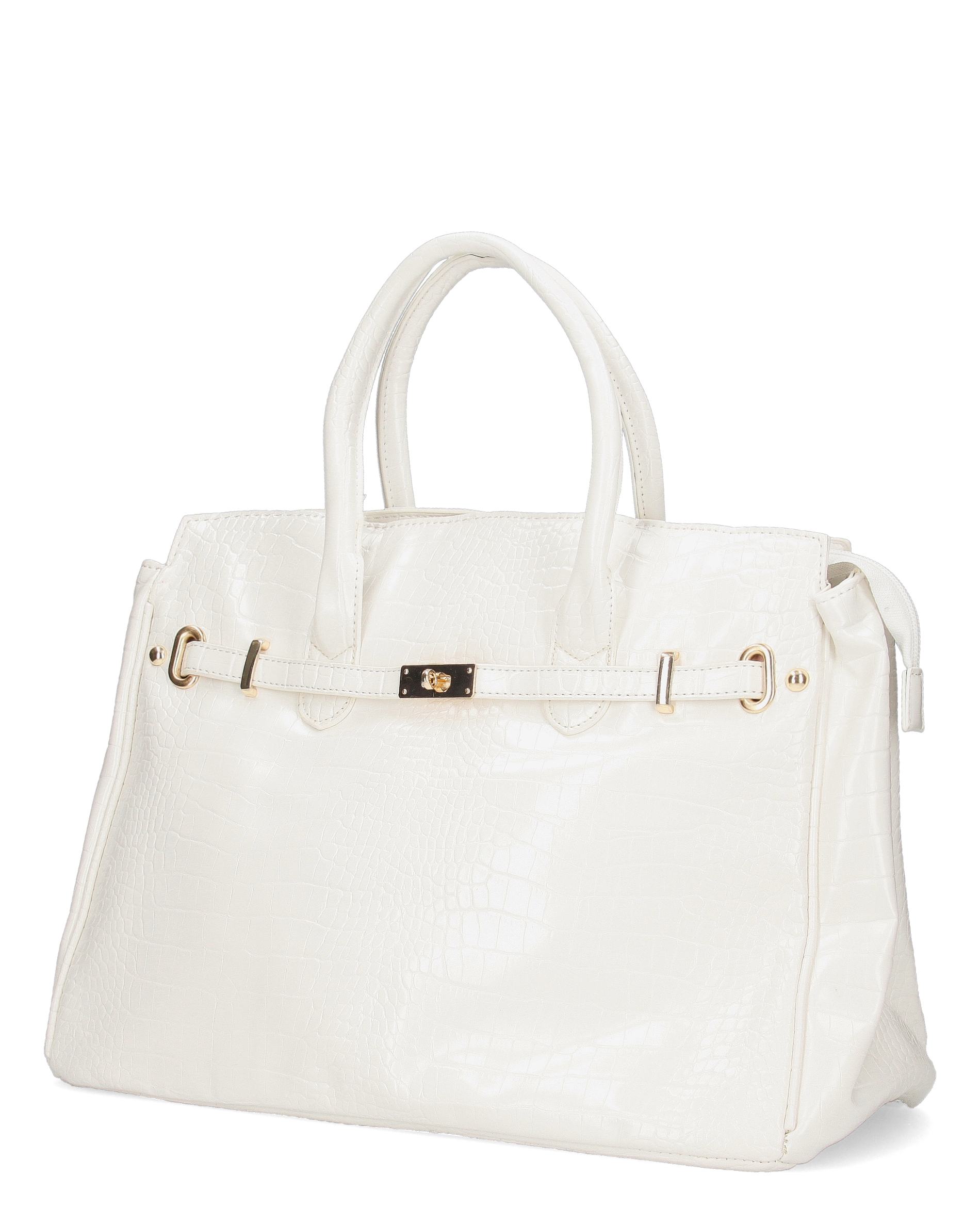 MARY - borsa grande bianca con trama coccodrillo e tracolla aggiuntiva