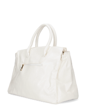 MARY - borsa grande bianca con trama coccodrillo e tracolla aggiuntiva
