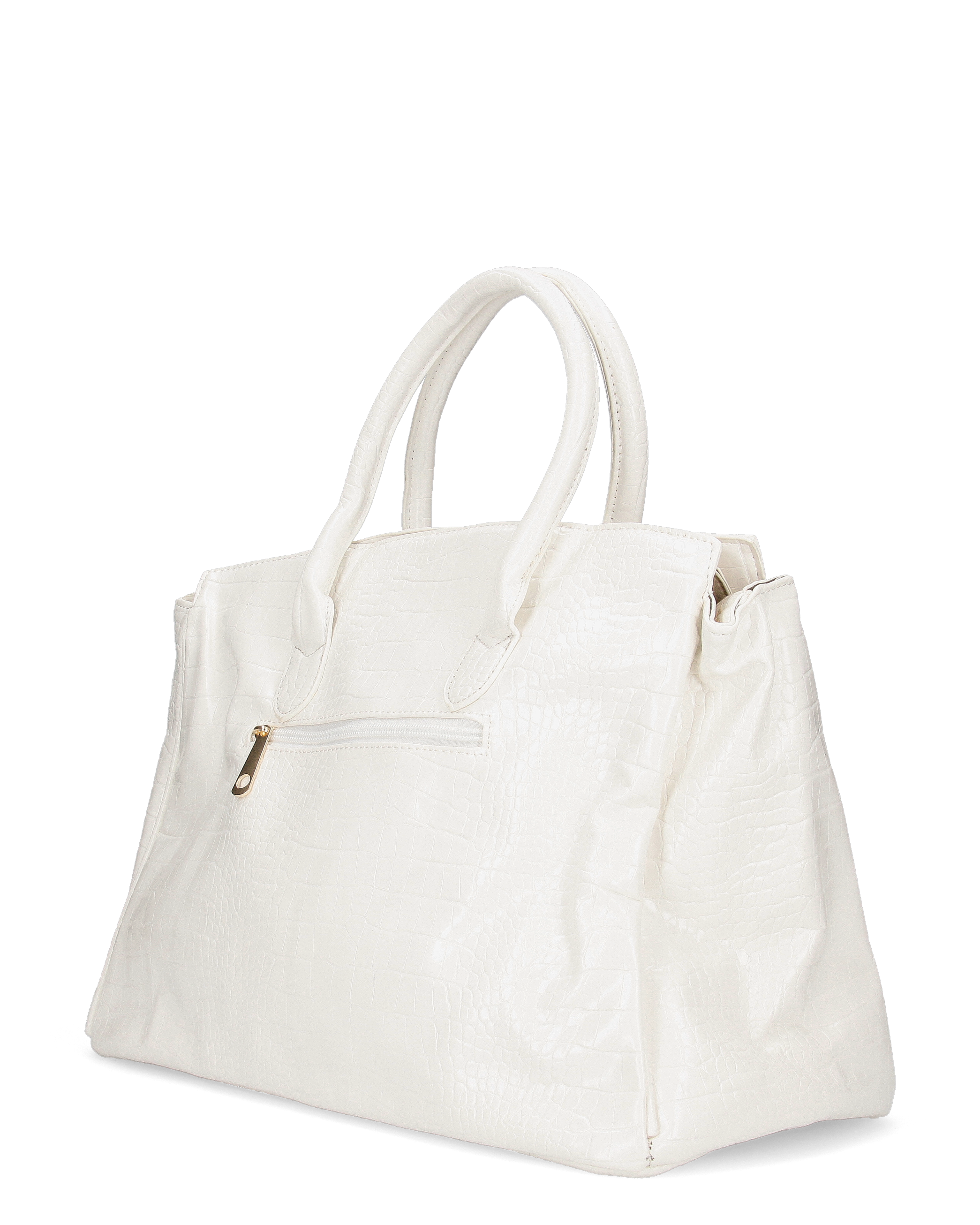 MARY - borsa grande bianca con trama coccodrillo e tracolla aggiuntiva