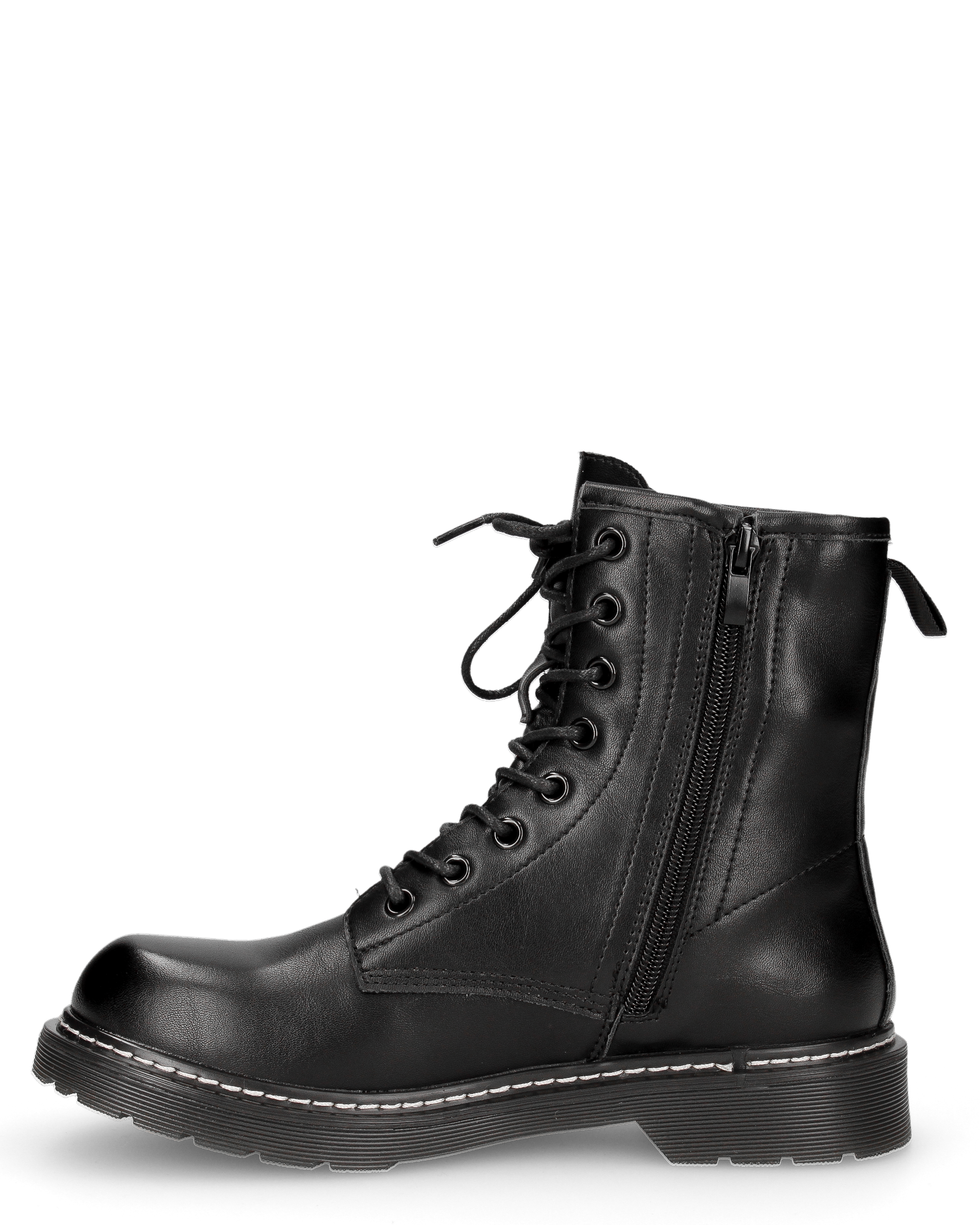 MARZIA - stivaletti anfibi neri stringati con chiusura zip