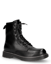 MARZIA - stivaletti anfibi neri stringati con chiusura zip