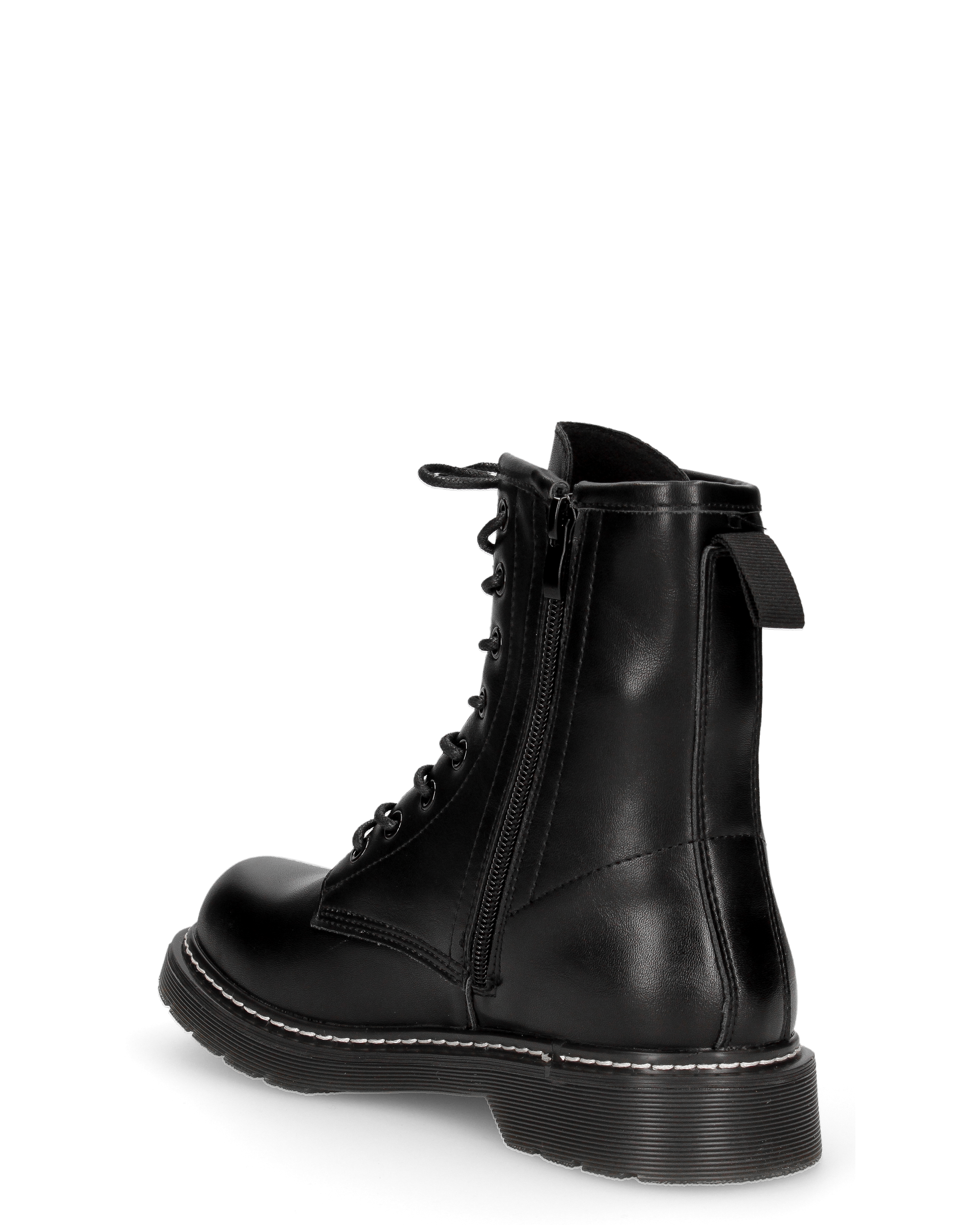 MARZIA - stivaletti anfibi neri stringati con chiusura zip