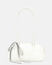 MATY - borsa bauletto allungato bianca con fiocco
