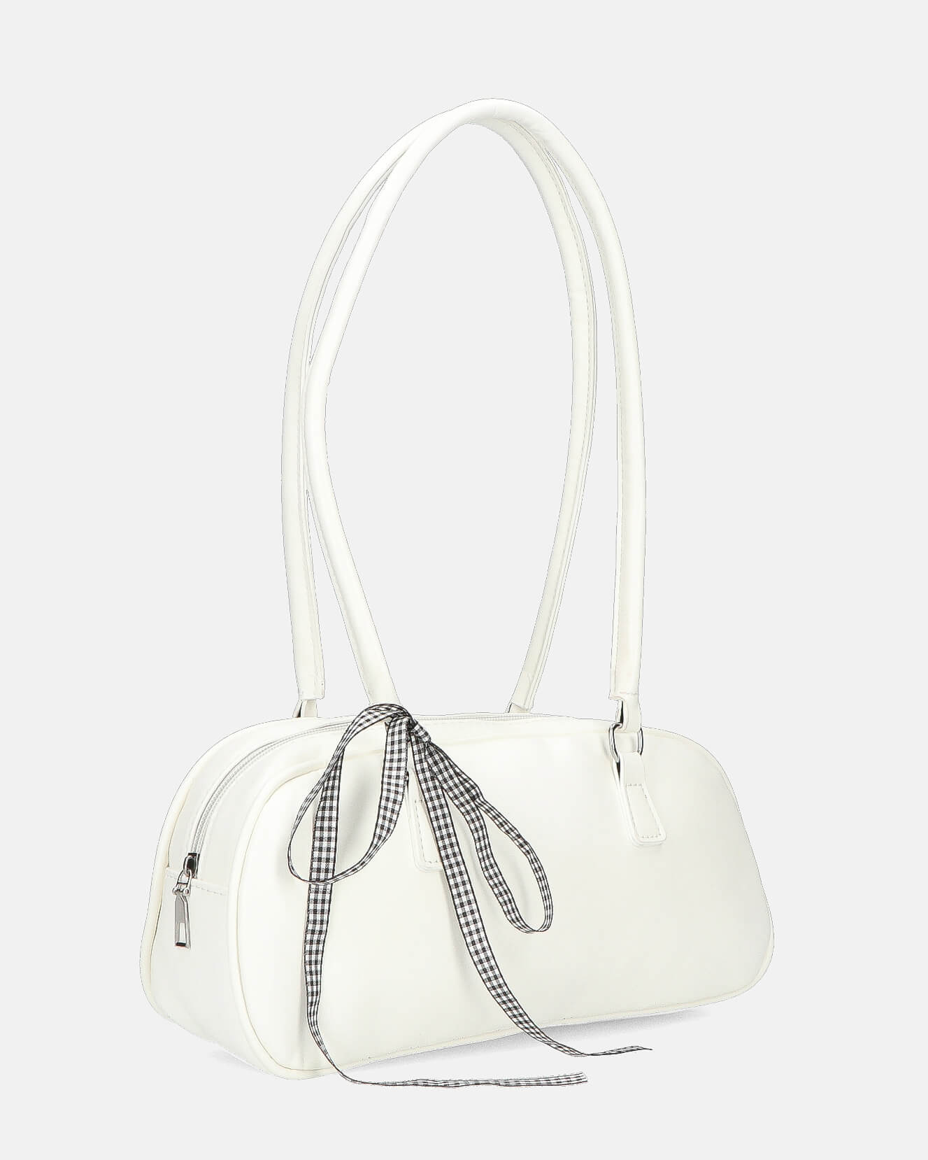 MATY - borsa bauletto allungato bianca con fiocco