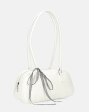 MATY - borsa bauletto allungato bianca con fiocco